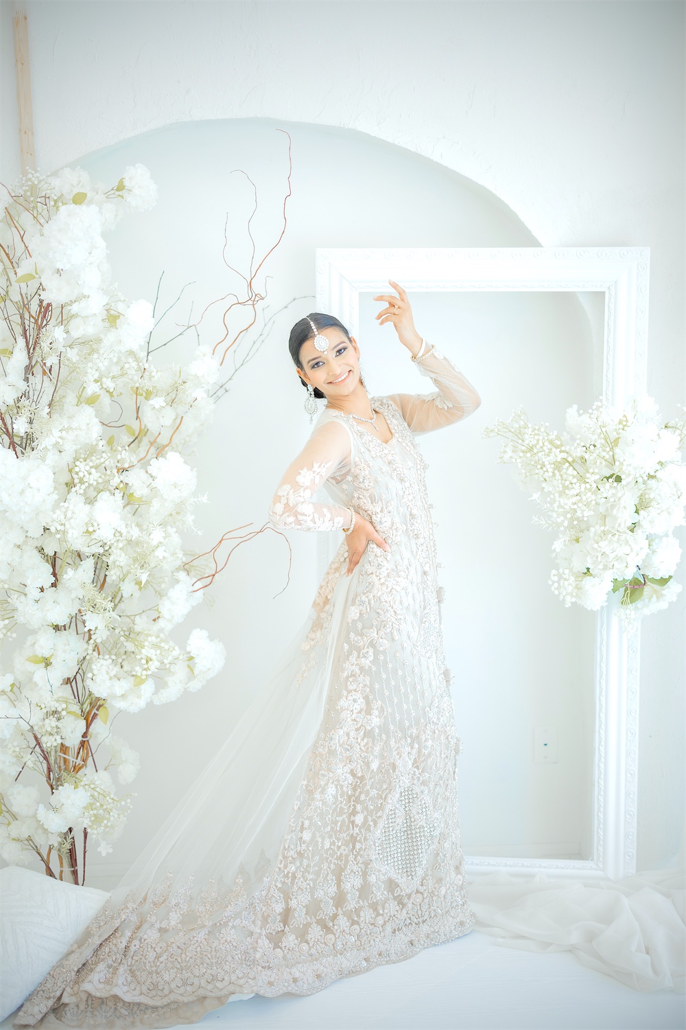 Ivory bridal editorial in the studio